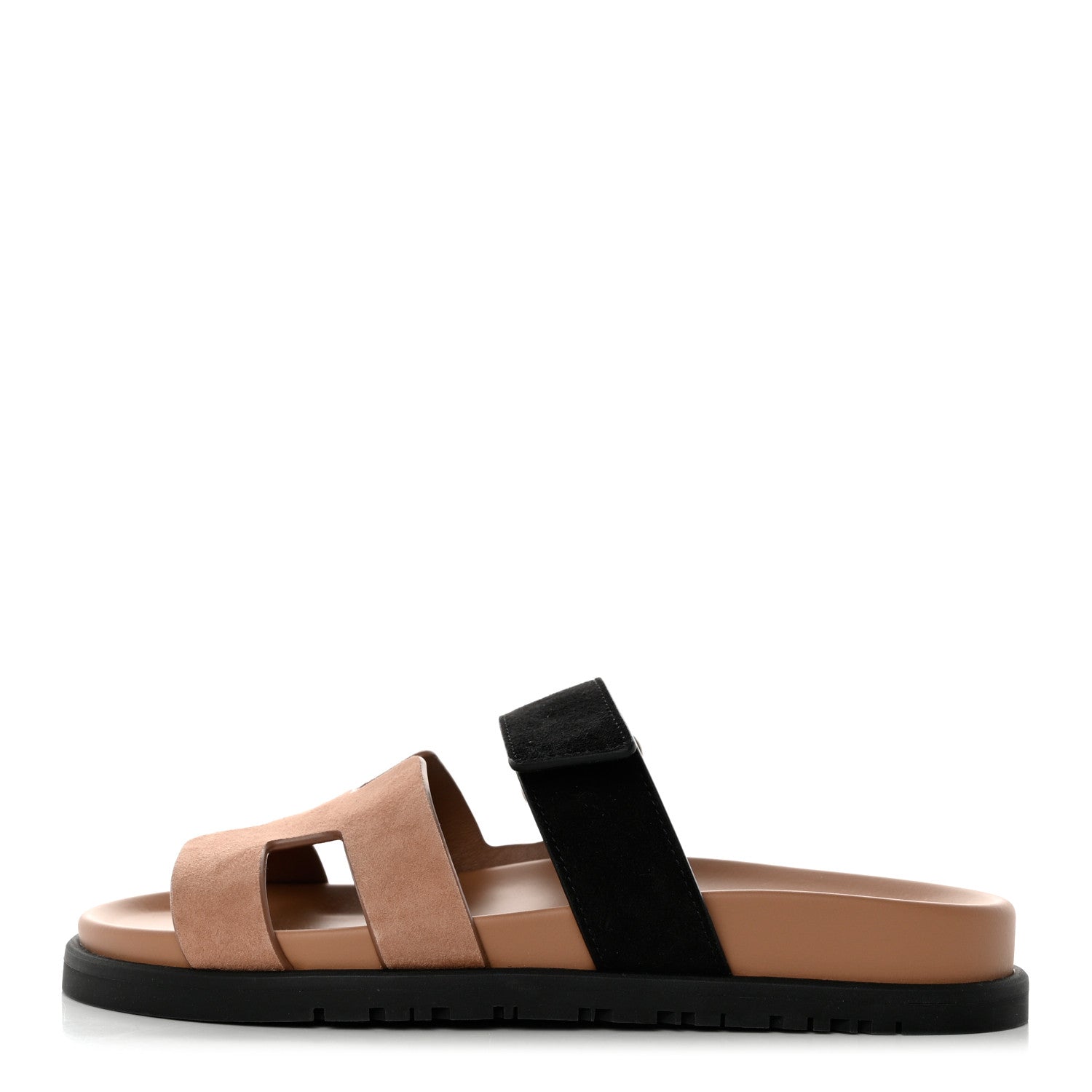 Hermes Suede Goatskin Womens Chypre Sandals 36 Rose Perle Black 1 of 10