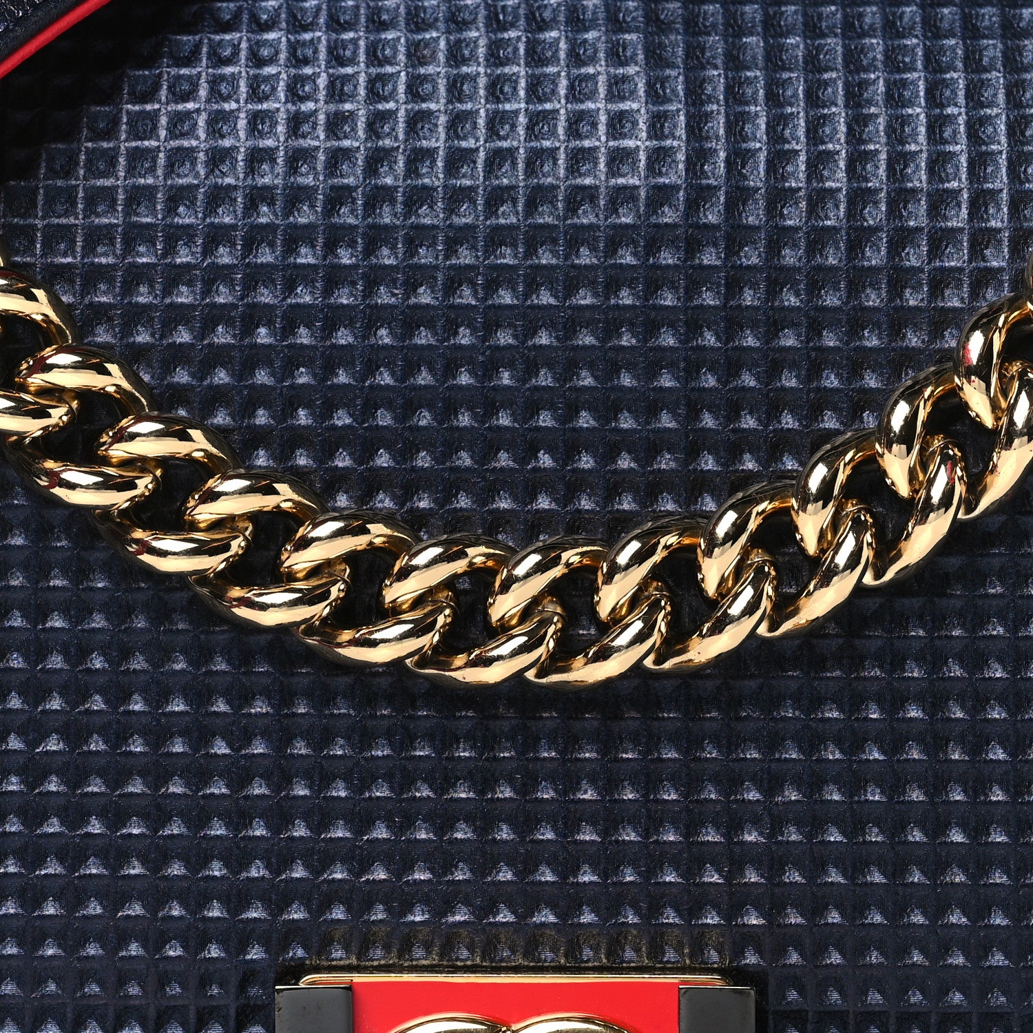 Chanel Lambskin Embossed Medium Boy Cube Flap Navy 8 of 13