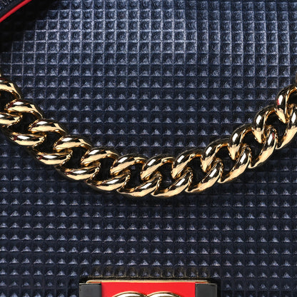 Chanel Lambskin Embossed Medium Boy Cube Flap Navy 8 of 13