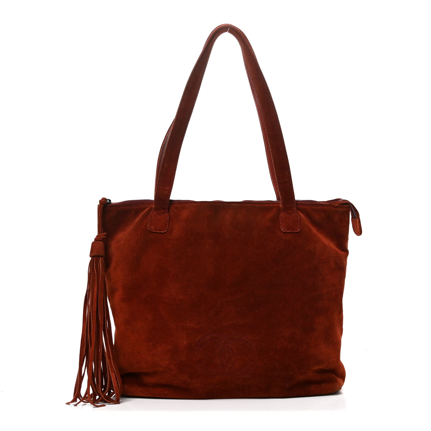 Chanel Suede CC Tote Red 1 of 10