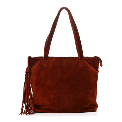 Chanel Suede CC Tote Red 1 of 10