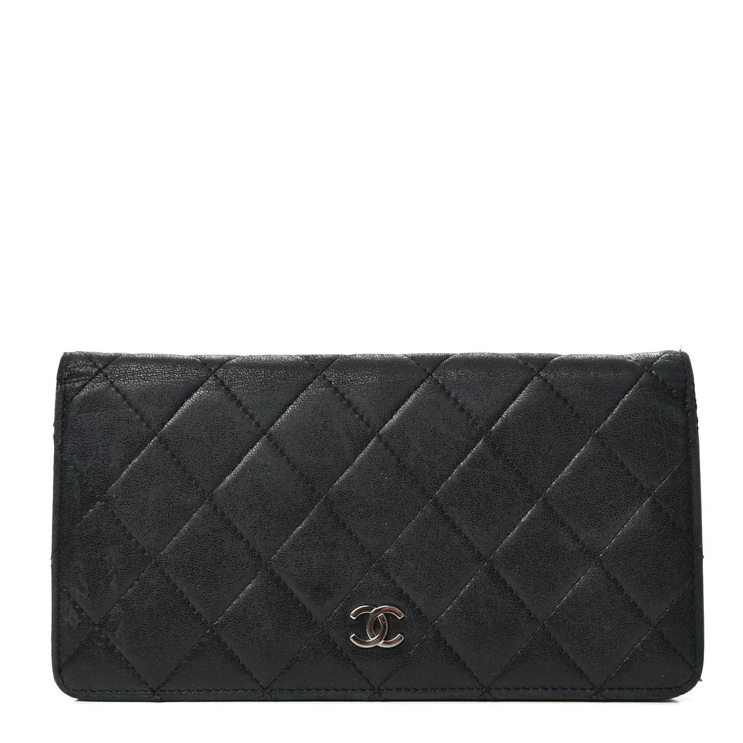 Lambskin Quilted Yen Wallet Black