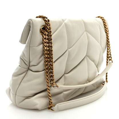 Saint Laurent Lambskin Quilted Medium Loulou Puffer Monogram Chain Satchel Crema Soft 3 of 8
