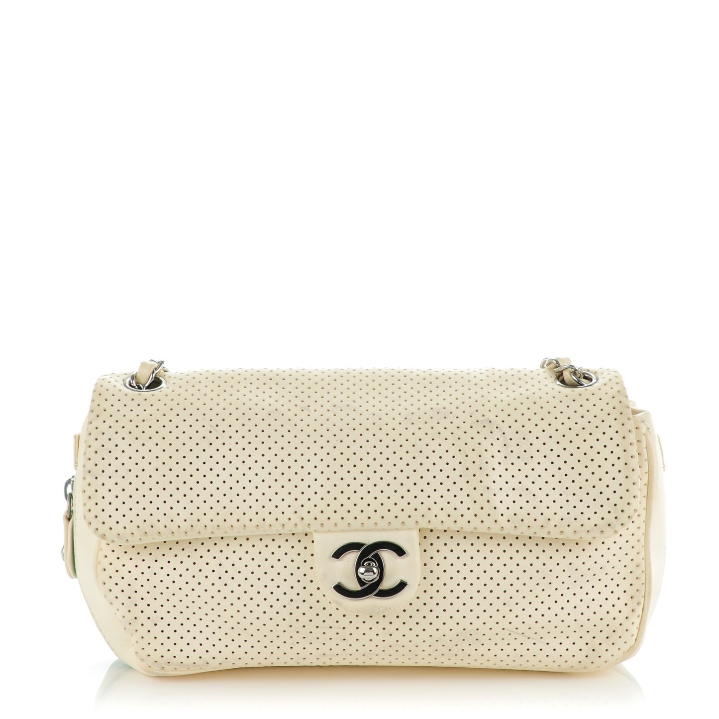 Lambskin Perforated Medium Baseball Spirit Flap Ivory