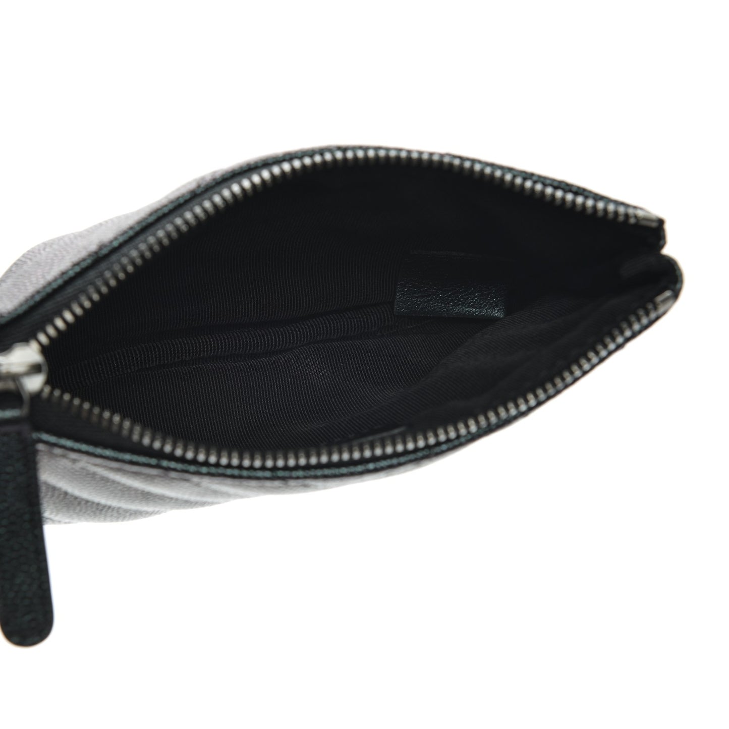 Iridescent Caviar Chevron Quilted Small Cosmetic Case Black