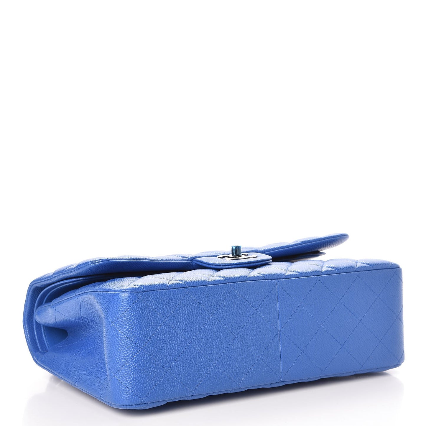 Caviar Quilted Jumbo Double Flap Blue