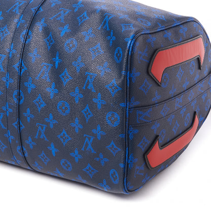 Louis Vuitton Vintage Monogram Somewhere Somehow Everyday LV Keepall Bandouliere 50 Blue 5 of 9