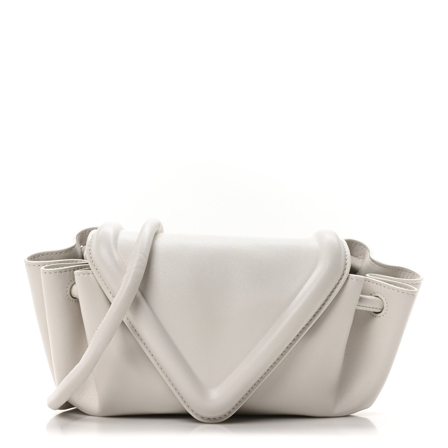Lambskin Small Beak Triangle Flap Shoulder Bag Chalk