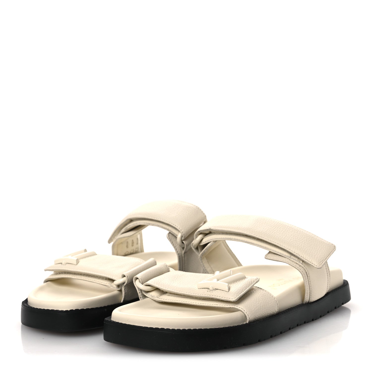 Louis Vuitton Grained Calfskin Sunset Comfort Flat Sandals 39 Light Beige 4 of 11