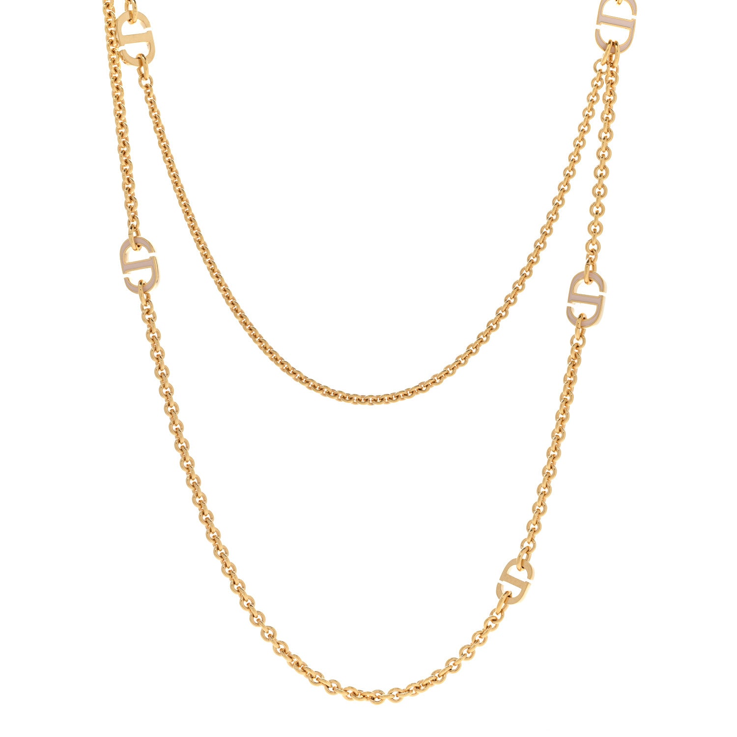 Christian Dior CD Double Necklace Gold 1 of 7