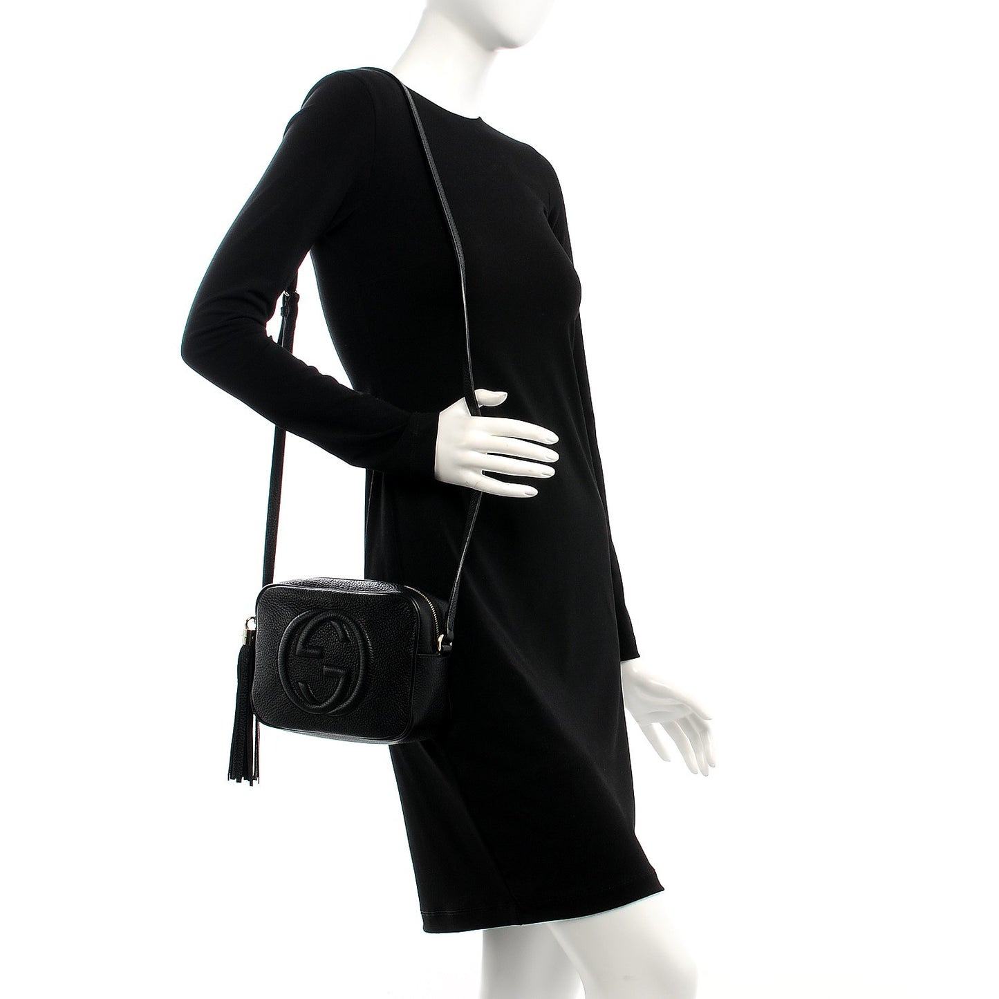 Pebbled Calfskin Small Soho Disco Bag Black