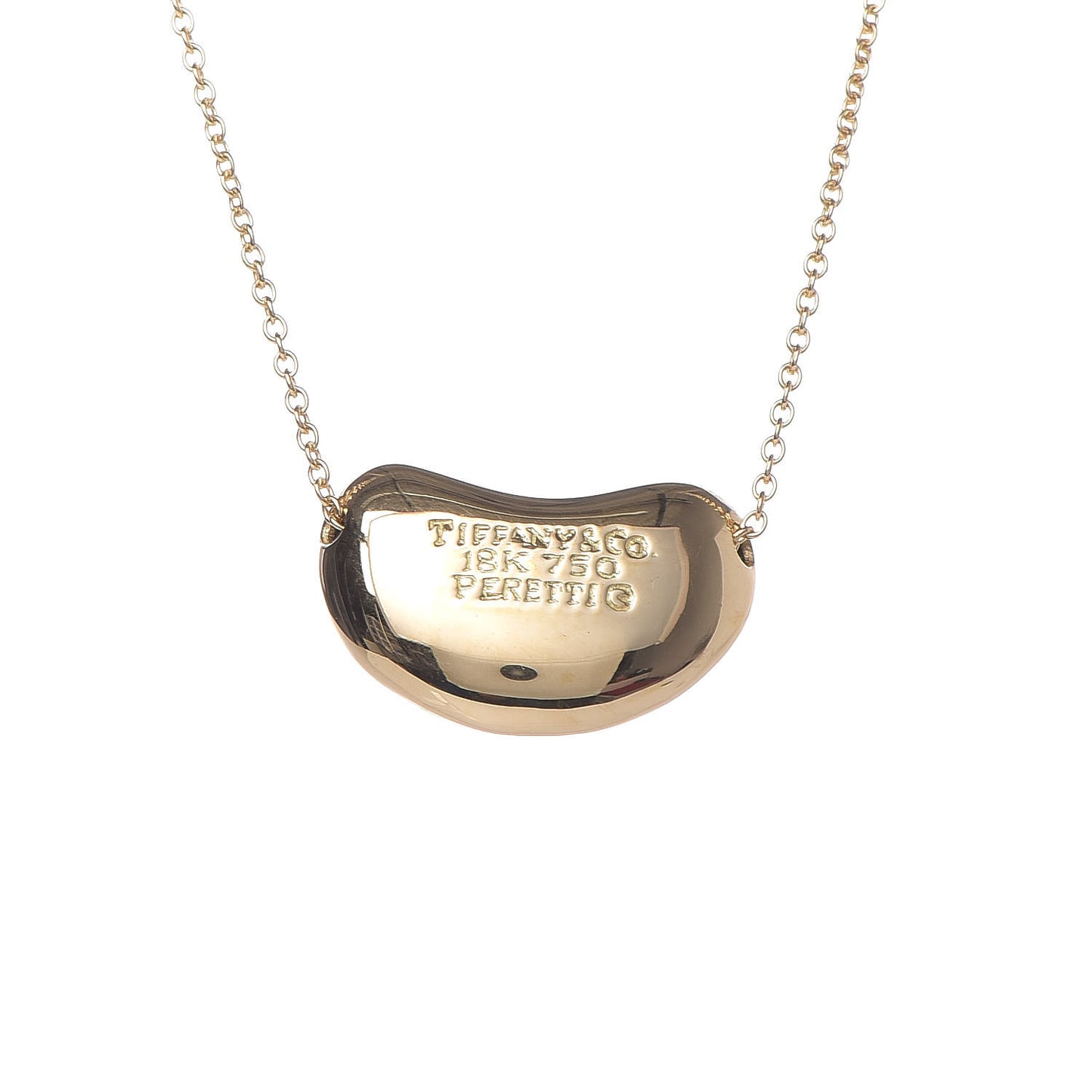 18K Yellow Gold 18mm Elsa Peretti Bean Pendant Necklace