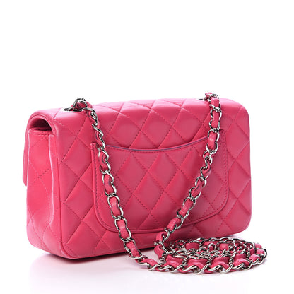 Chanel Lambskin Quilted Mini Rectangular Flap Dark Pink 2 of 17