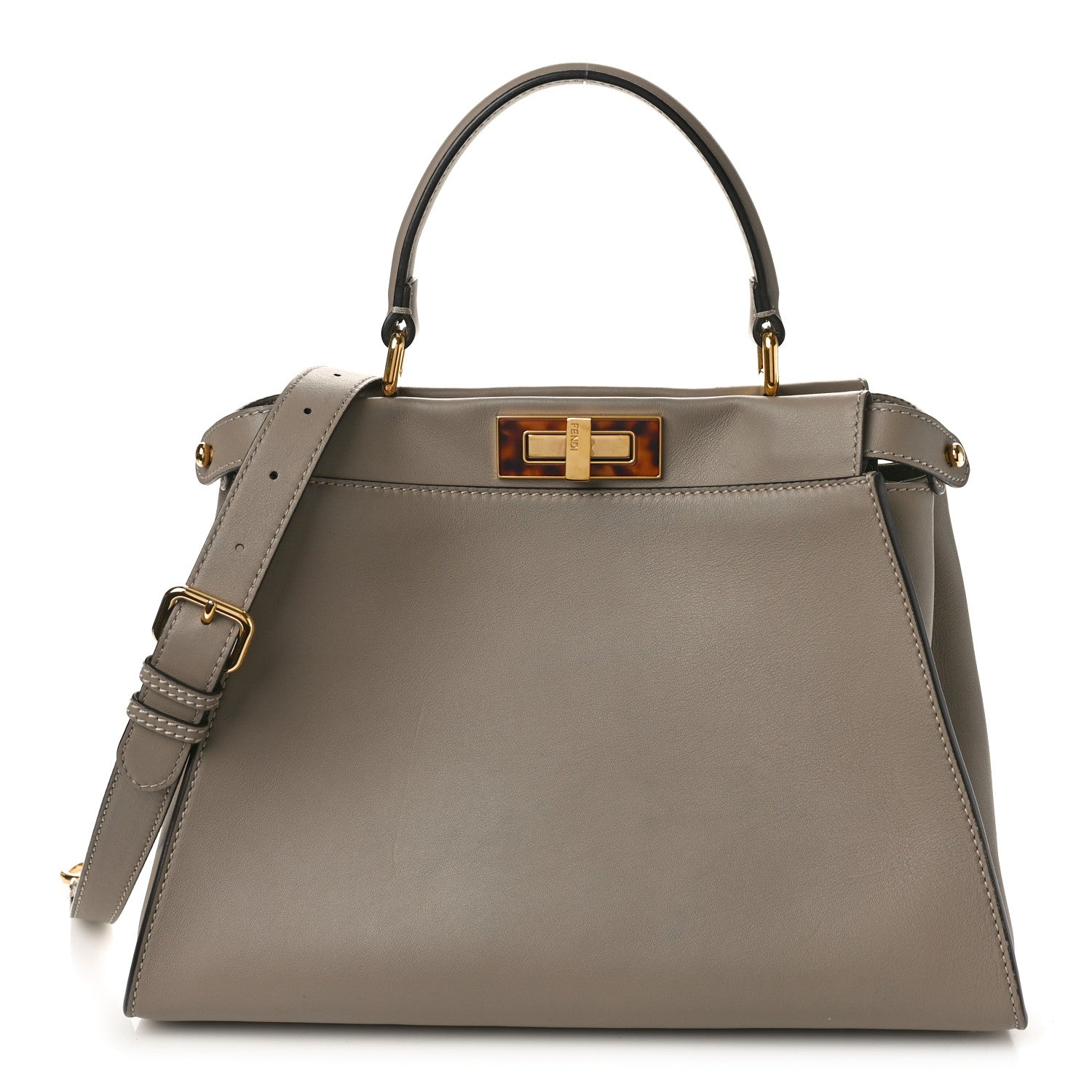 Fendi Vitello Seta Plexiglass Tortoise Medium Peekaboo Iconic Satchel Tortora 1 of 9