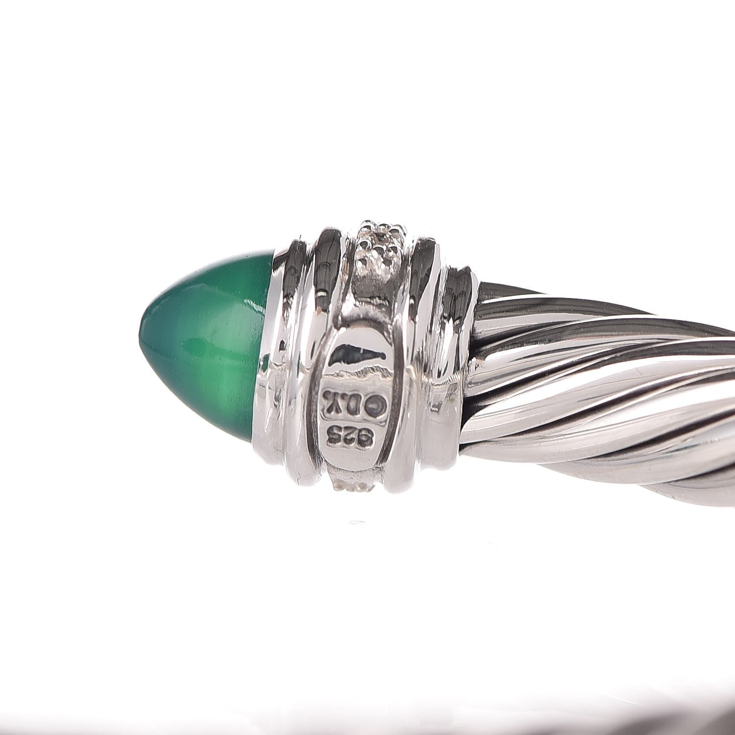 David Yurman Sterling Silver Diamond Green Onyx 7mm Cable Classics Bracelet 5 of 5