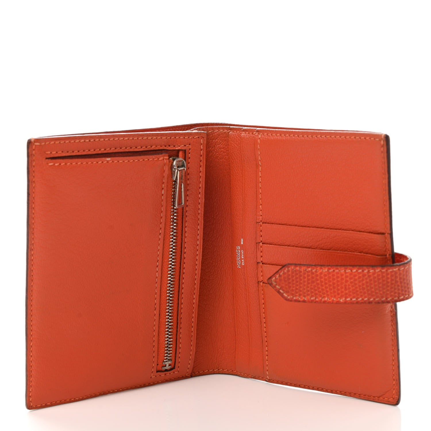 Hermes Lizard Bearn Compact Wallet Orange 5 of 6
