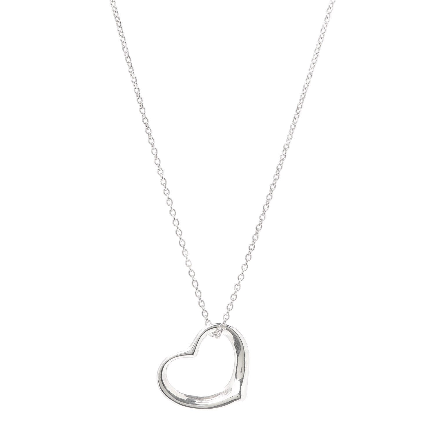 Tiffany Sterling Silver 22mm Elsa Peretti Open Heart Pendant Necklace 1 of 5