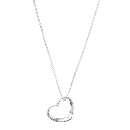 Tiffany Sterling Silver 22mm Elsa Peretti Open Heart Pendant Necklace 1 of 5