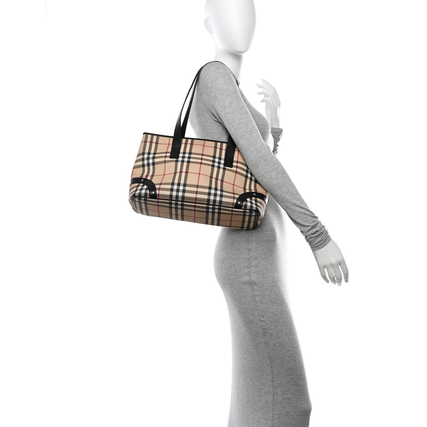 Burberry Vintage Check Studded Tote Black 2 of 11