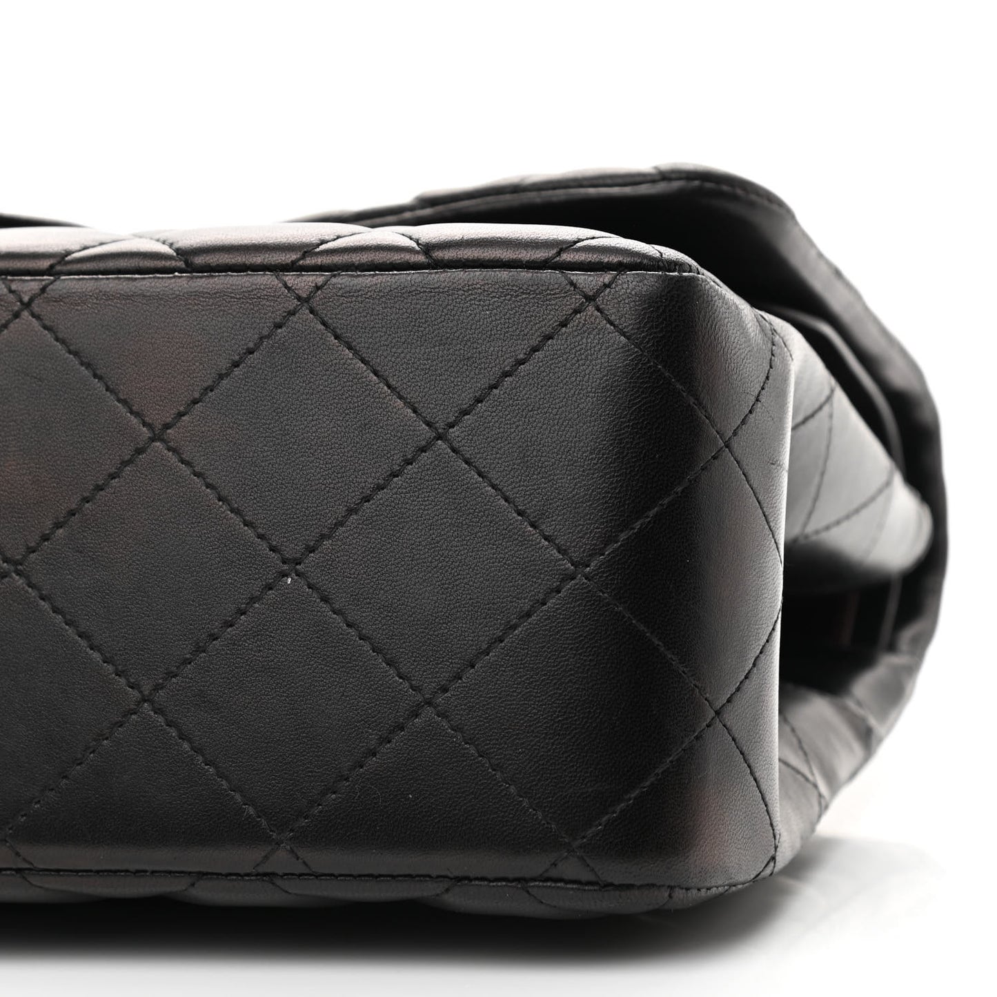 Lambskin Quilted Jumbo Double Flap Black
