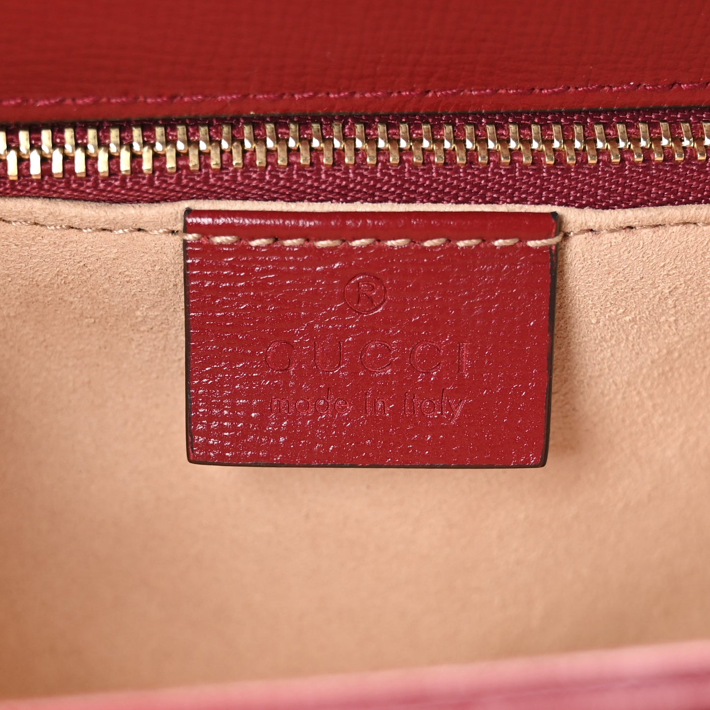 GG Supreme Monogram Azalea Calfskin Horsebit 1955 Shoulder Bag Beige Ebony New Cherry Red