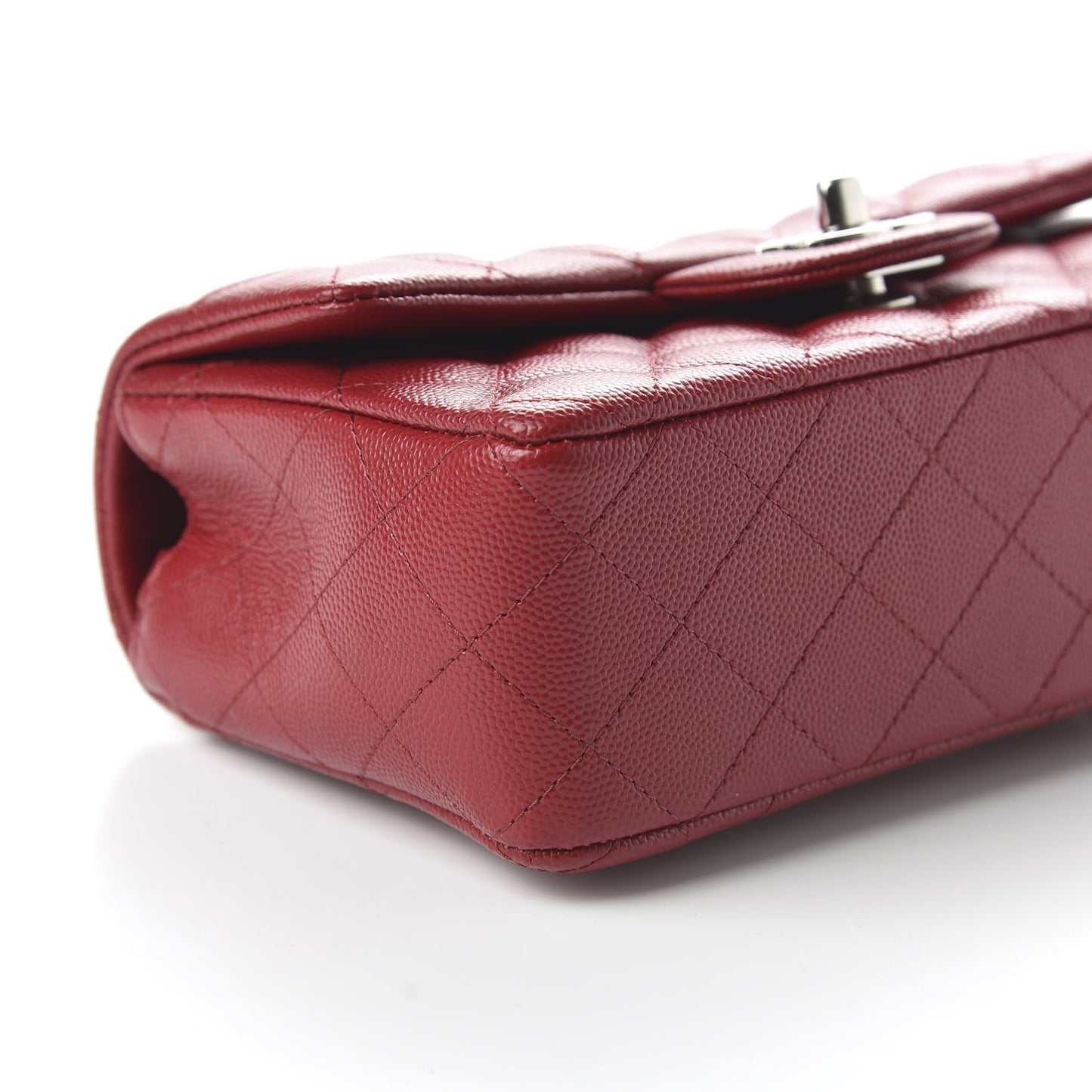 Caviar Quilted Mini Rectangular Flap Dark Red