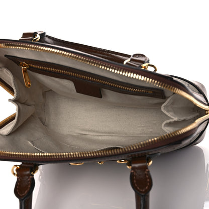 Gucci GG Supreme Monogram Azalea Calfskin Small Horsebit 1955 Top Handle Bag Beige Ebony Brown Sugar 5 of 12
