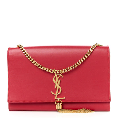 Saint Laurent Smooth Calfskin Medium Classic Monogram Kate Tassel Satchel Lipstick Red 1 of 11