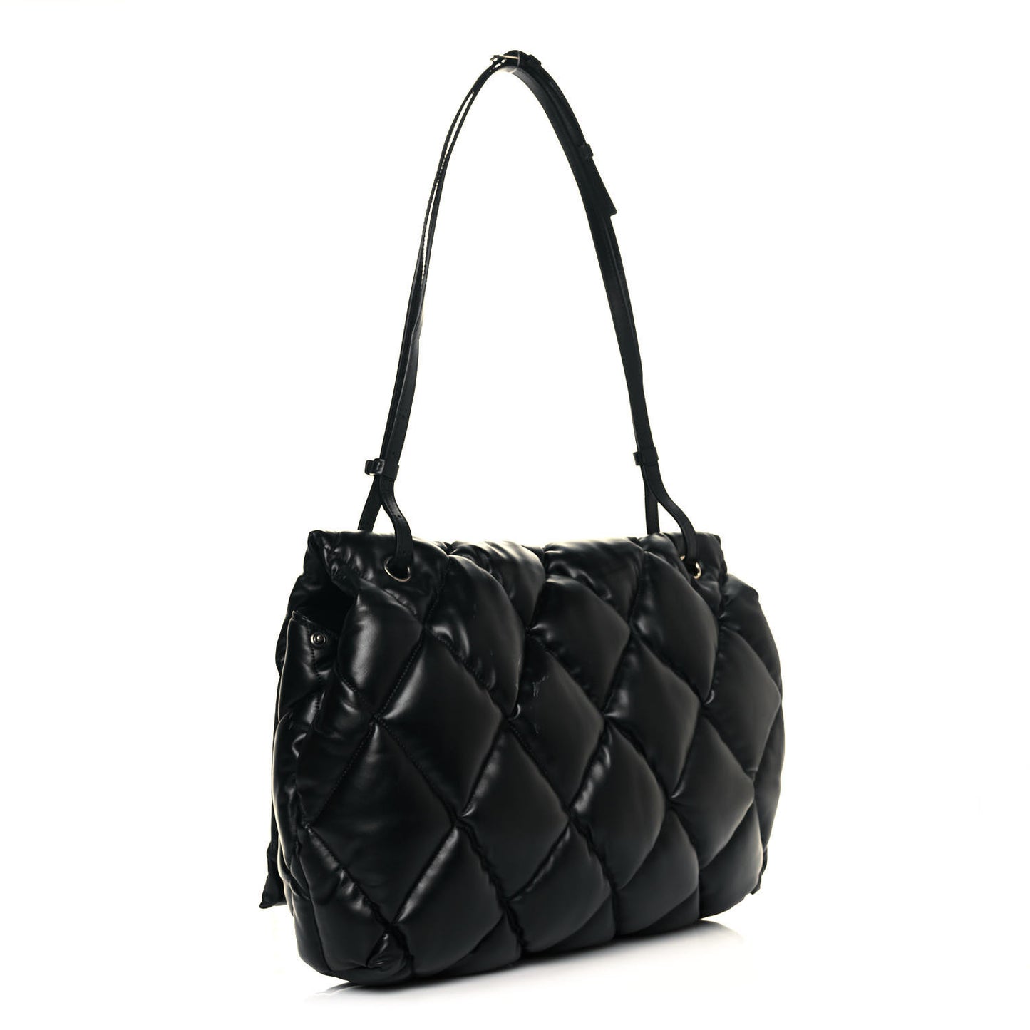 Nappa Calfskin Quilted Large Touch Shoulder Bag Black