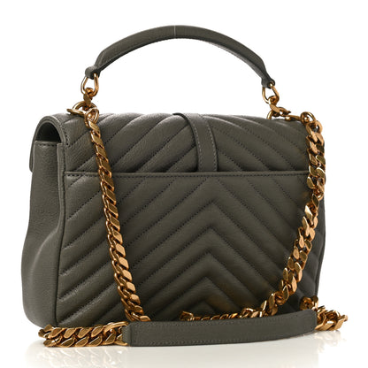 Saint Laurent Sheepskin Matelasse Chevron Monogram Medium College Bag Fog 2 of 8