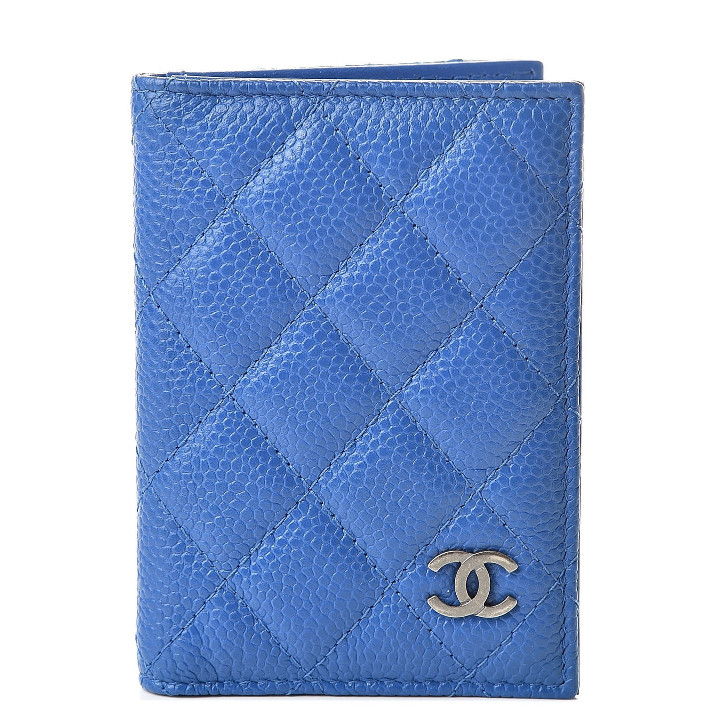 Caviar Quilted Card Holder Wallet Blue