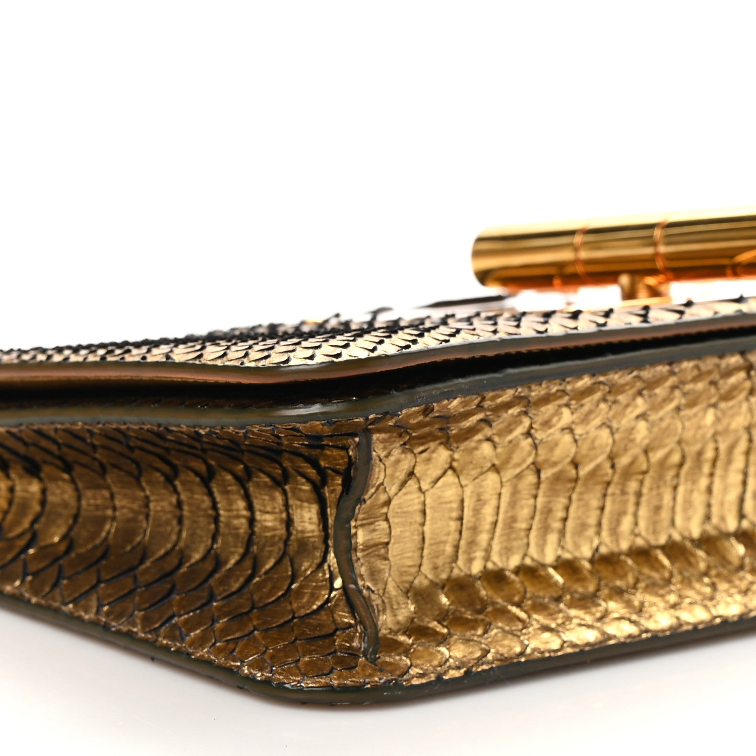 Tom Ford Metallic Snakeskin Natalia East-West Shoulder Bag Gold 8 of 9