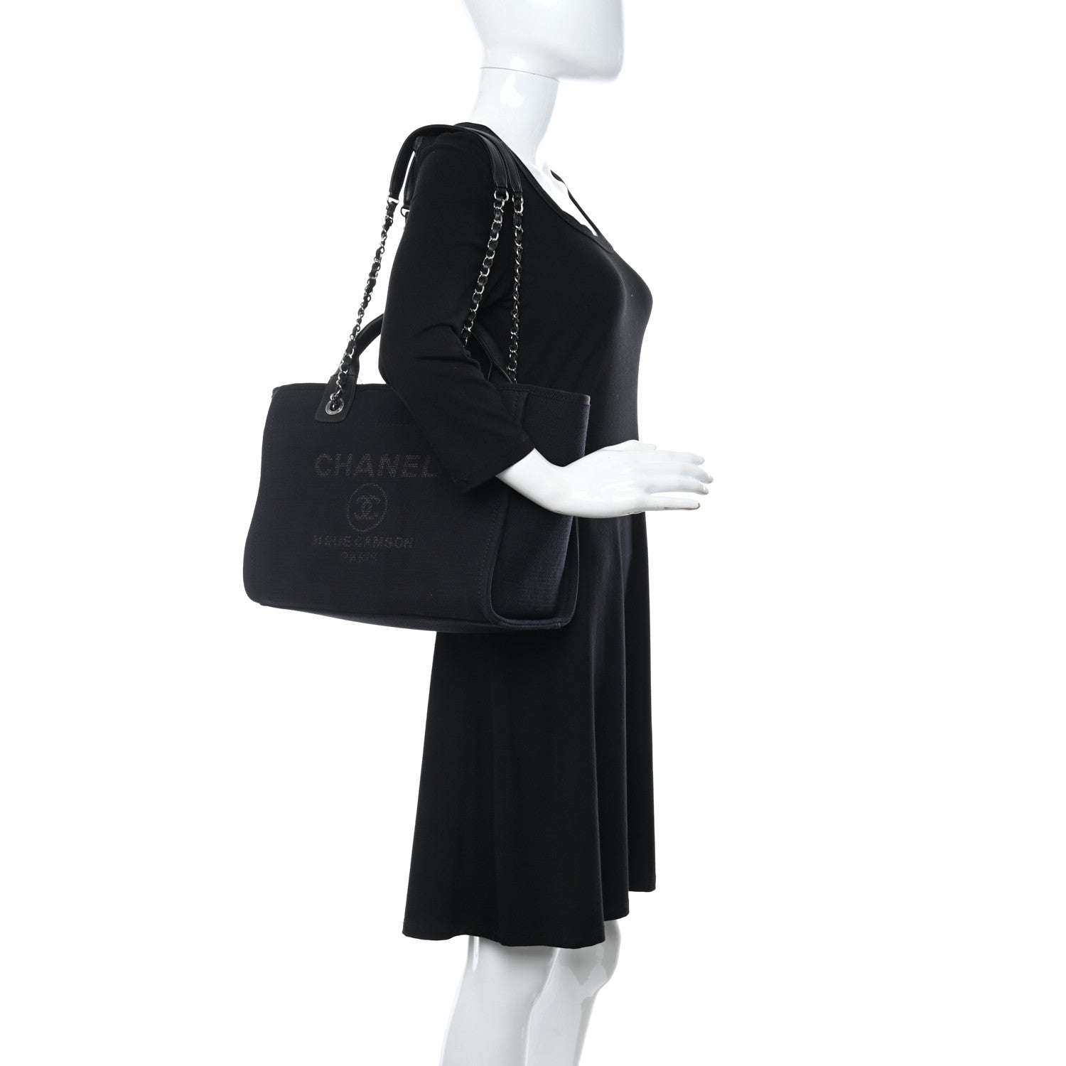 Chanel Mixed Fibers Small Deauville Tote Black 2 of 11