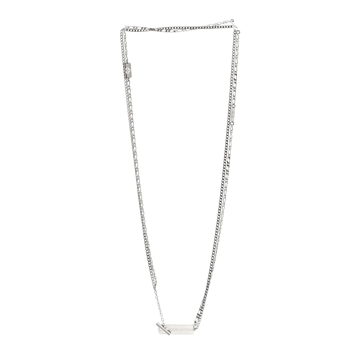 Louis Vuitton Metal Monogram Necklace Silver 3 of 5