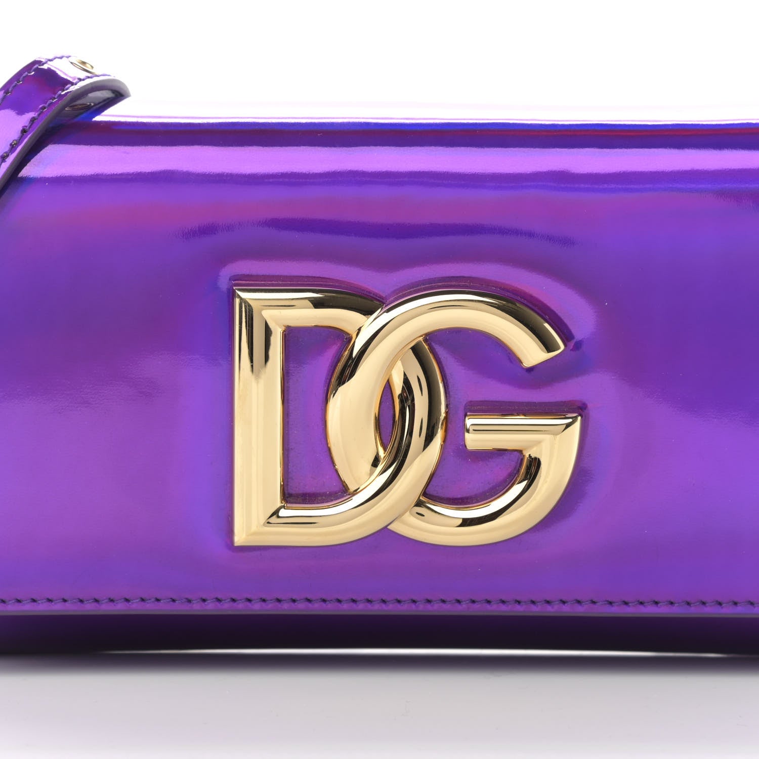 Dolce & Gabbana Holographic Patent Calfskin Strobo 3.5 Clutch Viola Medio 7 of 12