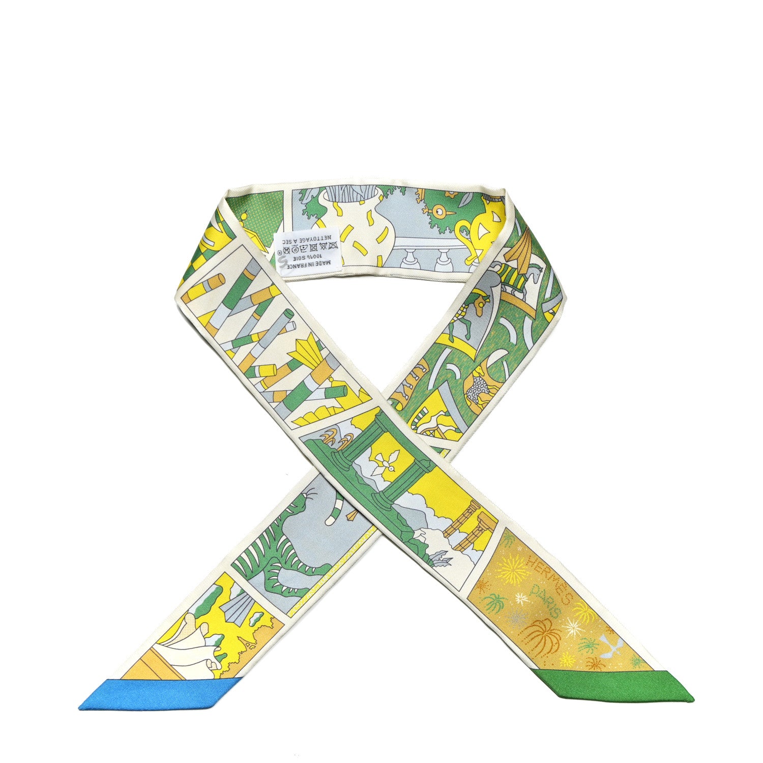 Hermes Silk Factory Suite Twilly Vert Jaune Vif Creme 1 of 4