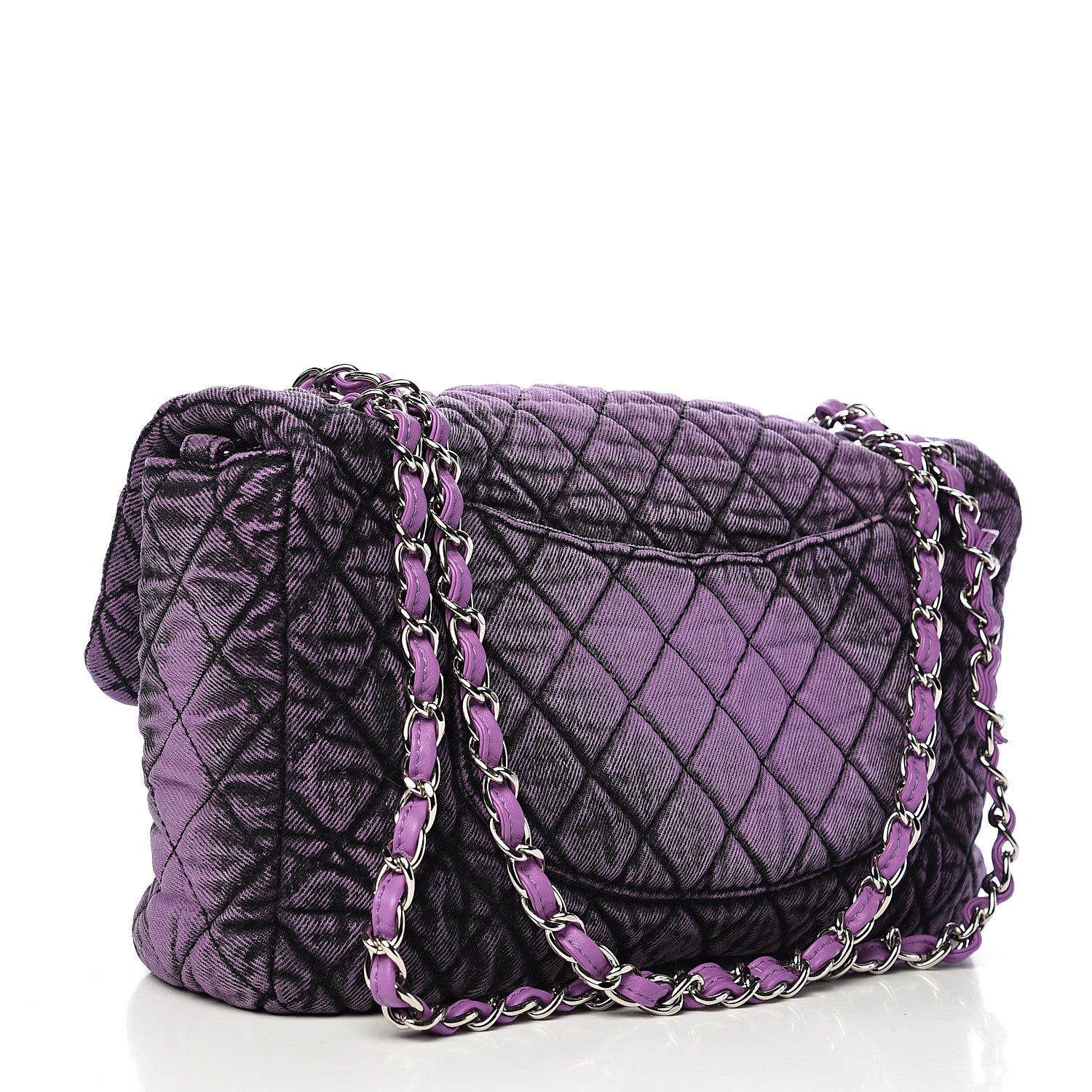 Chanel Denim Quilted Denimpression Flap Purple Black 2 of 10