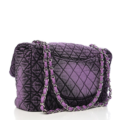 Chanel Denim Quilted Denimpression Flap Purple Black 2 of 10