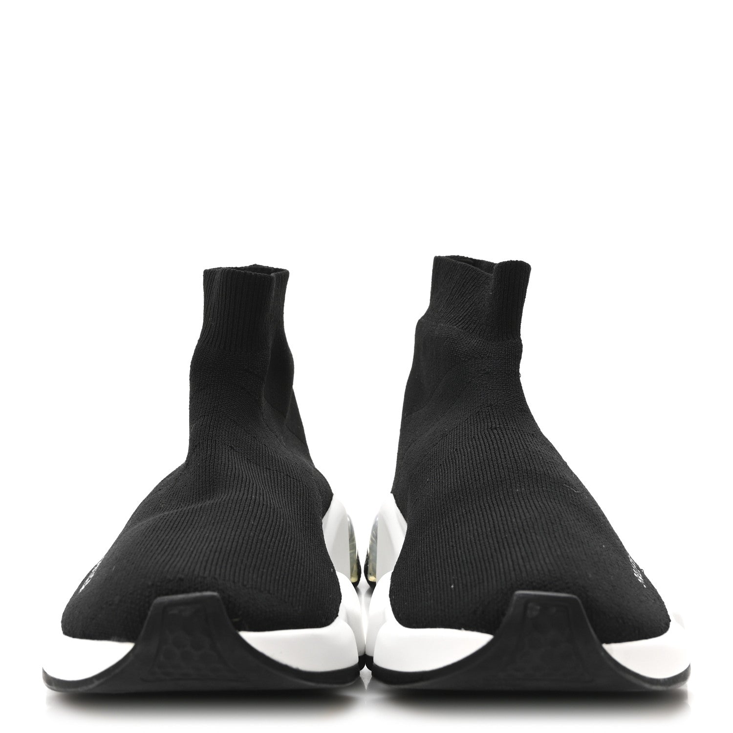 Balenciaga Neoprene Knit Womens Speed Clear Sole Sneakers 37 Black White 3 of 8
