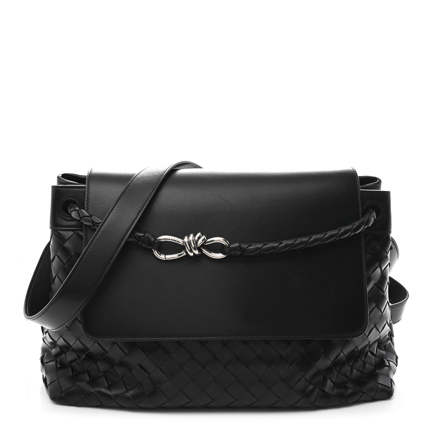 Bottega Veneta Calfskin Intrecciato Medium Andiamo Messenger Bag Black 1 of 12