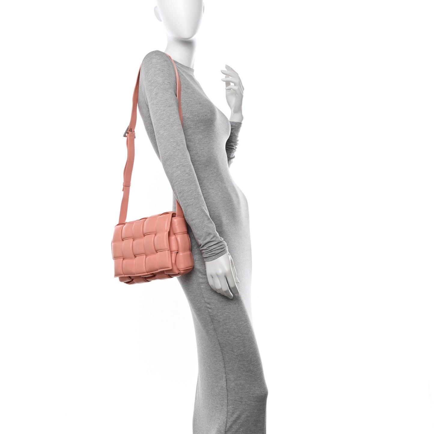 Nappa Maxi Intreccio Padded Cassette Crossbody Bag Peachy