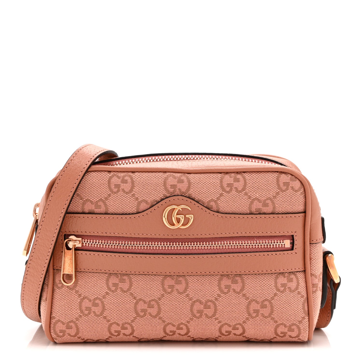 Gucci Monogram Textured Dollar Calfskin Mini Ophidia Shoulder Bag Cloche Rose Pink 1 of 10