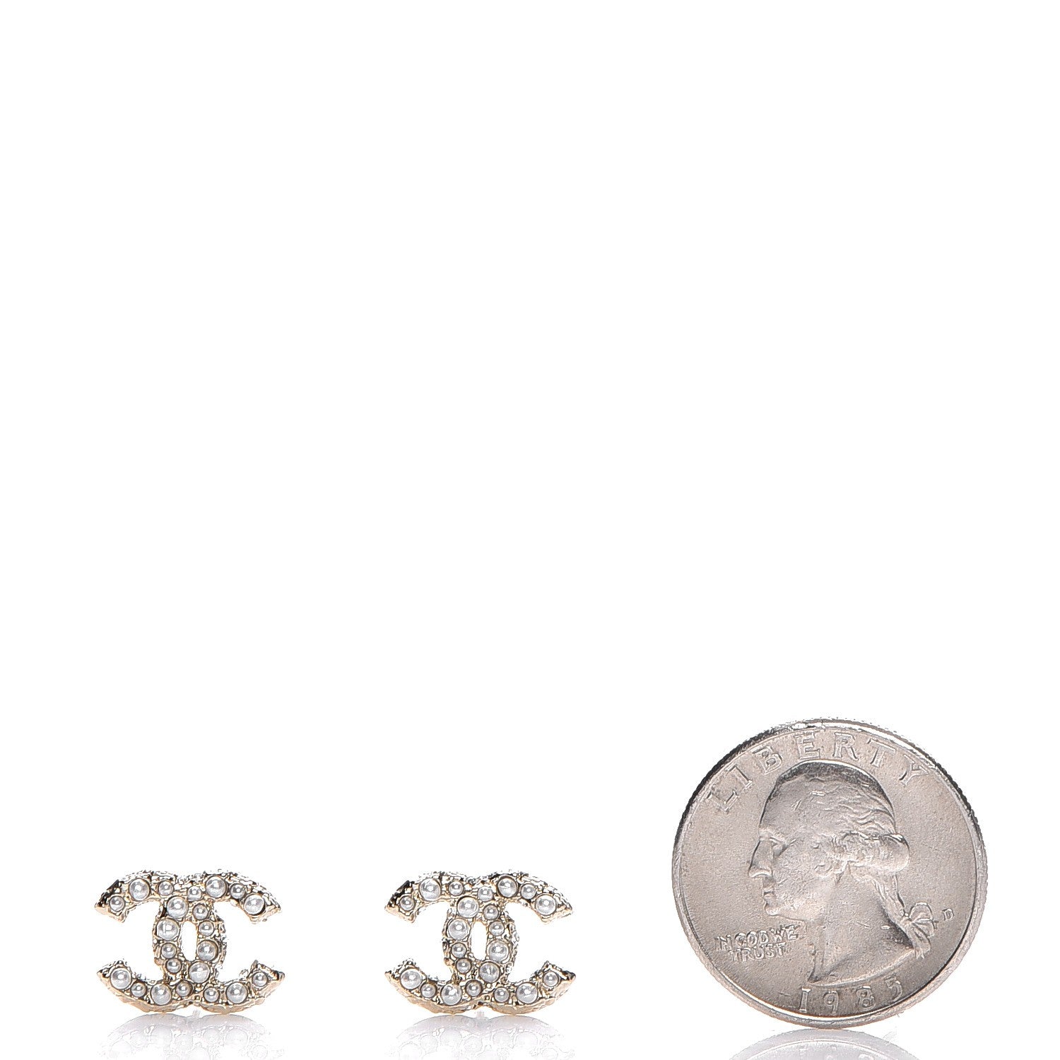 Chanel Crystal Pearl CC Earrings Light Gold 2 of 5