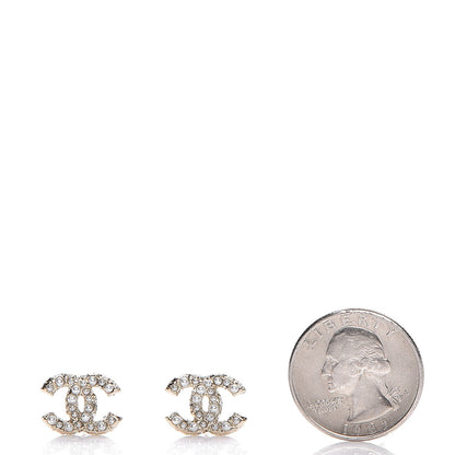 Chanel Crystal Pearl CC Earrings Light Gold 2 of 5