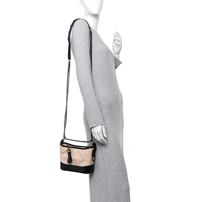 Chanel Aged Calfskin Quilted Small Gabrielle Hobo Beige Black 2 of 10