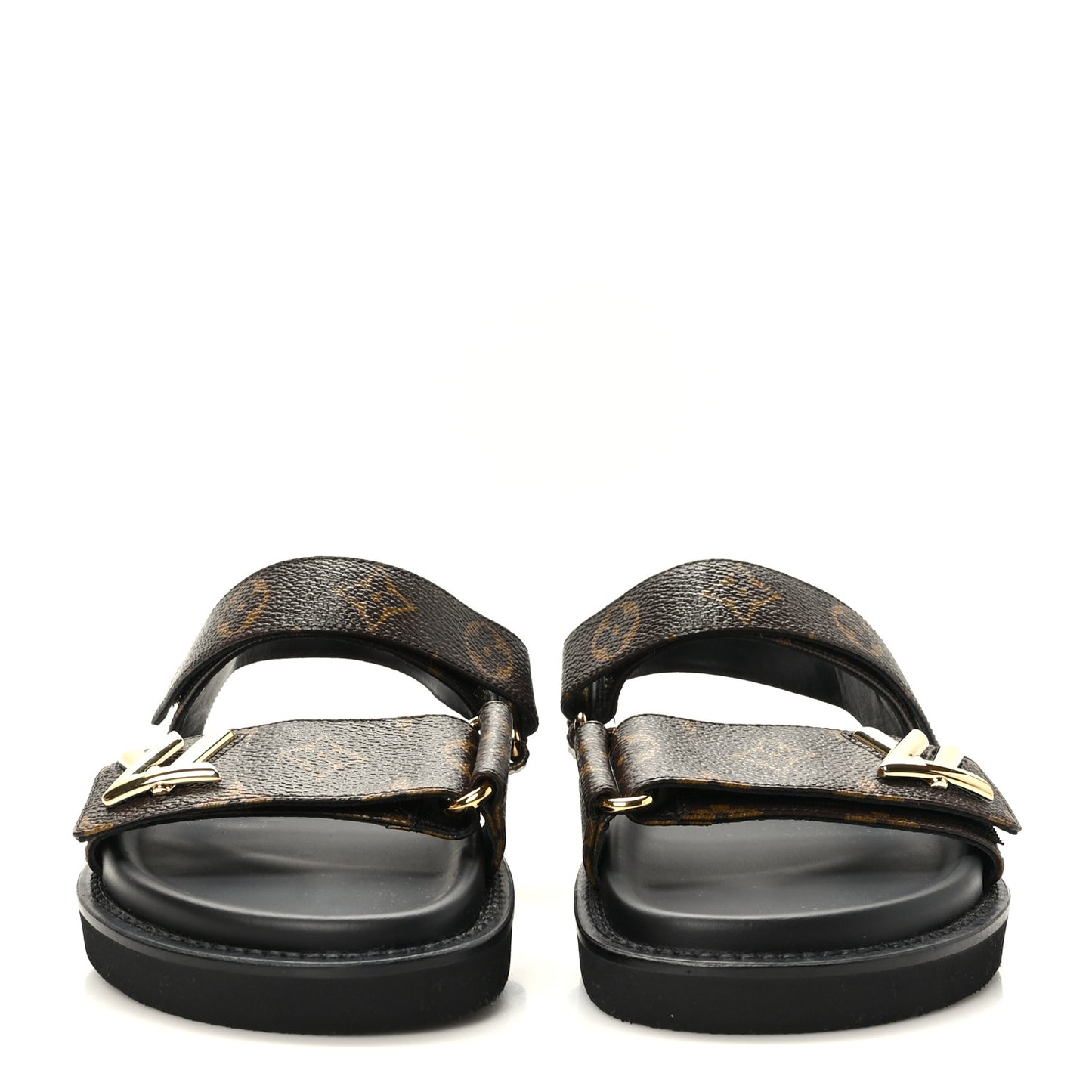Monogram LV Sunset Comfort Flat Sandals 39 Cacao Brown