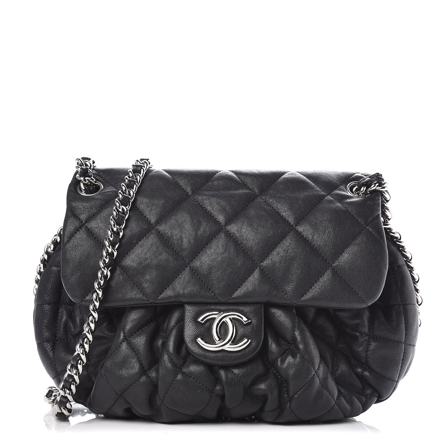 Chanel Washed Lambskin Quilted Medium Chain Around Messenger Black 1 of 10