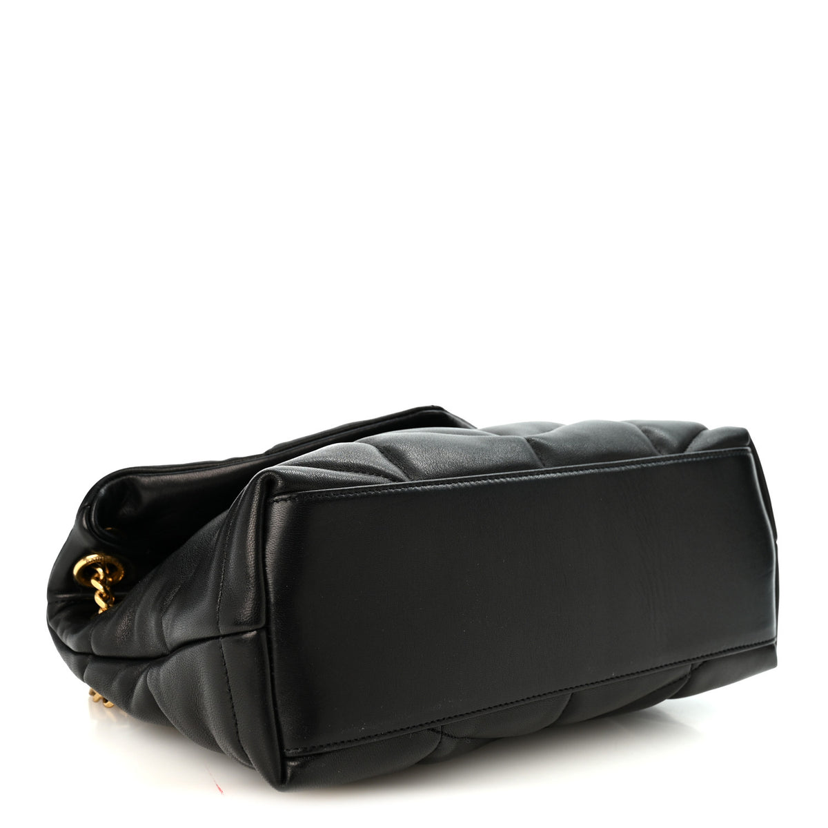 Lambskin Quilted Small Loulou Puffer Monogram Chain Satchel Black