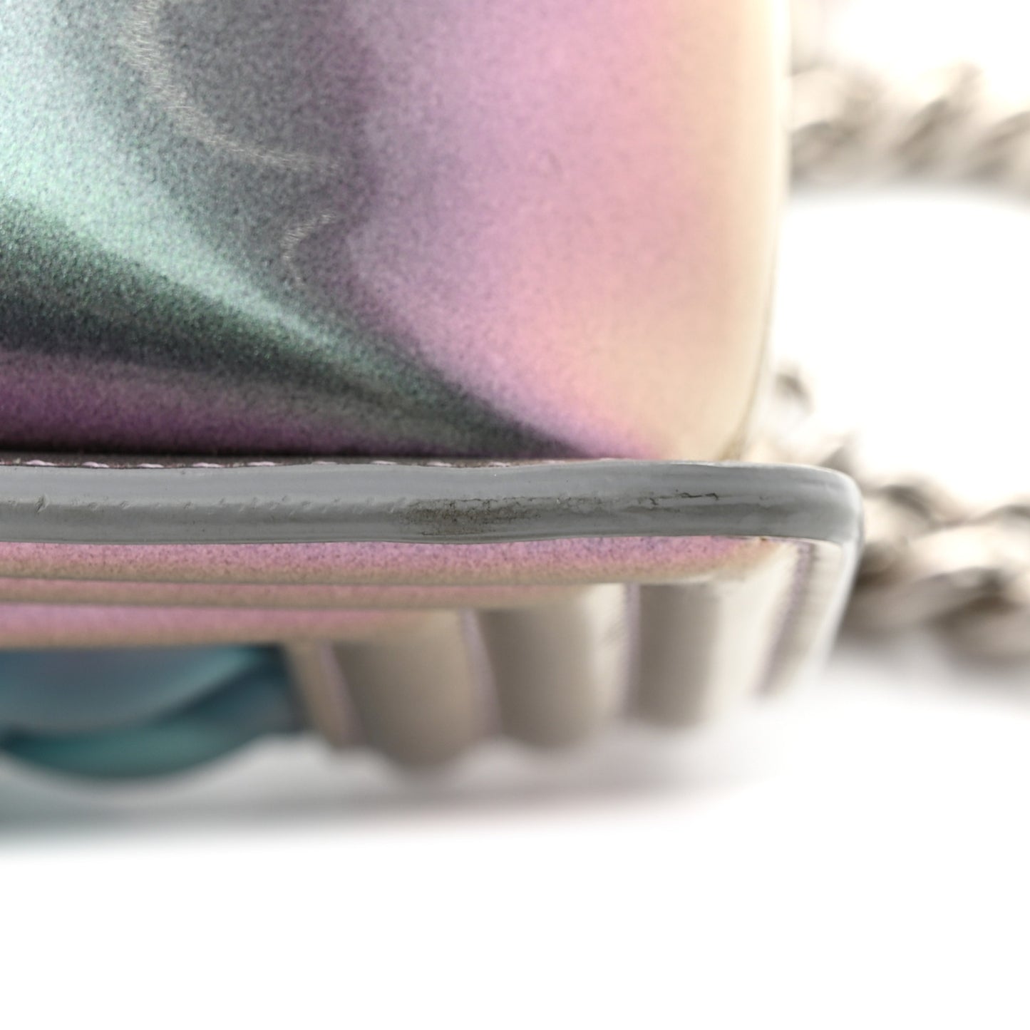 Iridescent Patent Calfskin PVC Quilted Small Boy Flap Light Purple