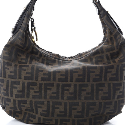 Fendi Zucca Cuoio Lucido Small Hobo Tobacco Moro 6 of 8